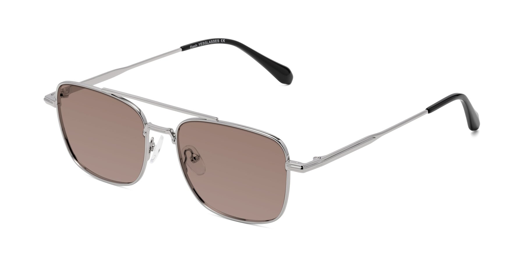 Angle of Dash in Silver with Medium Brown Tinted Lenses