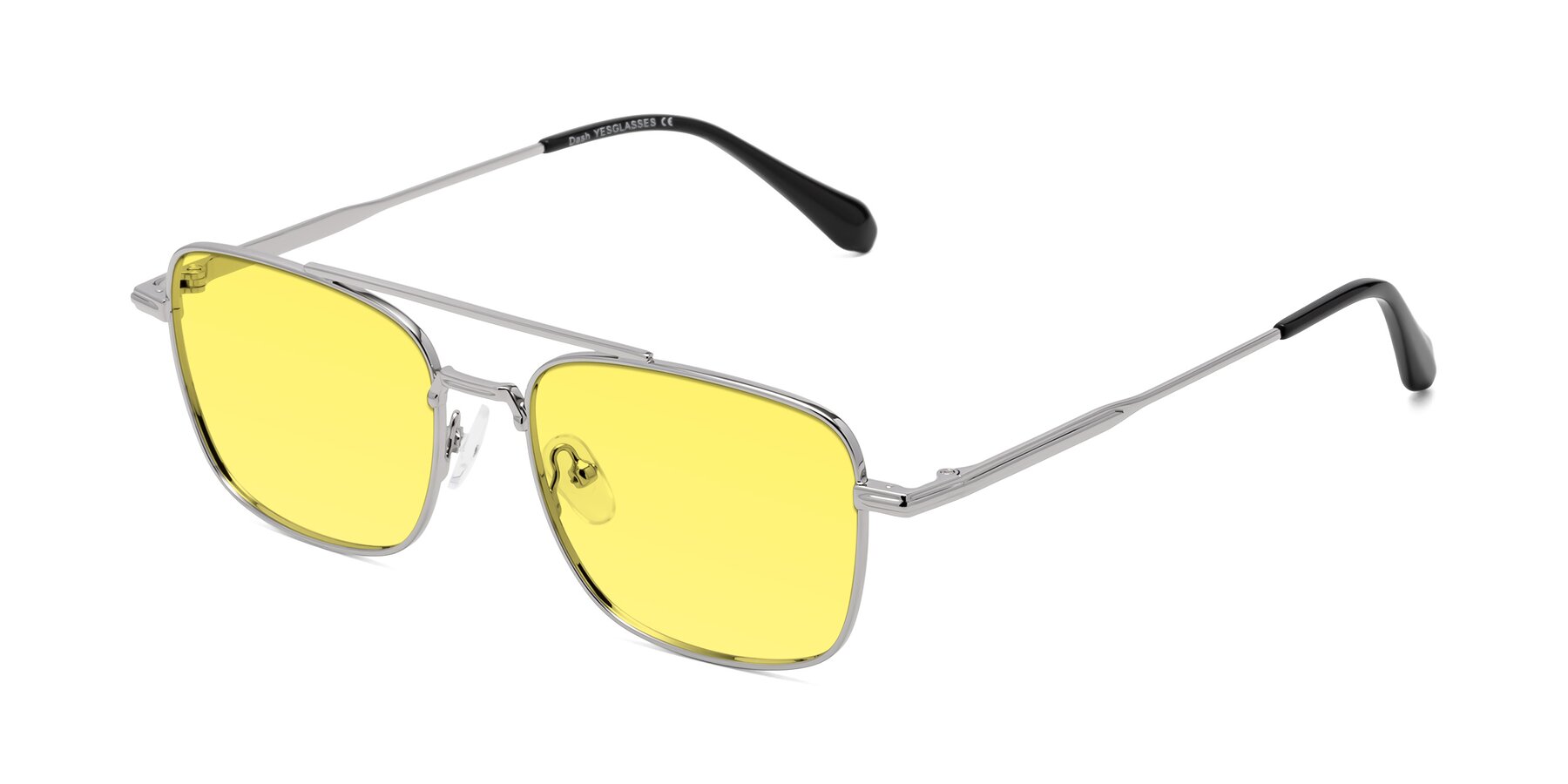 Angle of Dash in Silver with Medium Yellow Tinted Lenses
