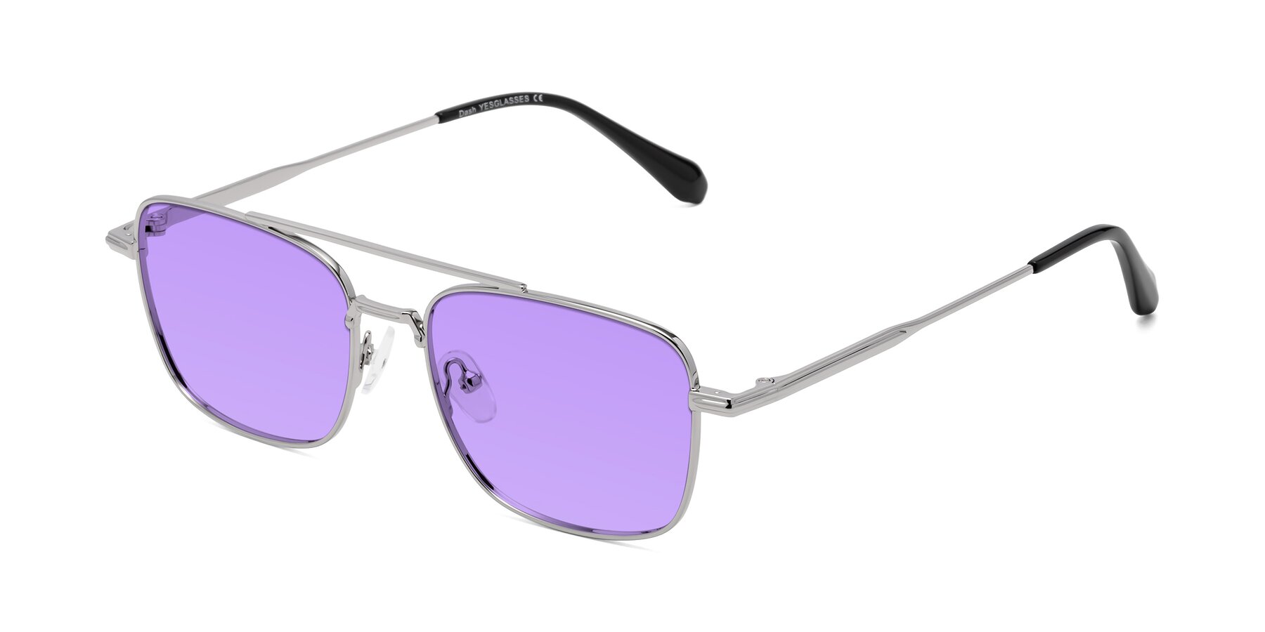 Angle of Dash in Silver with Medium Purple Tinted Lenses