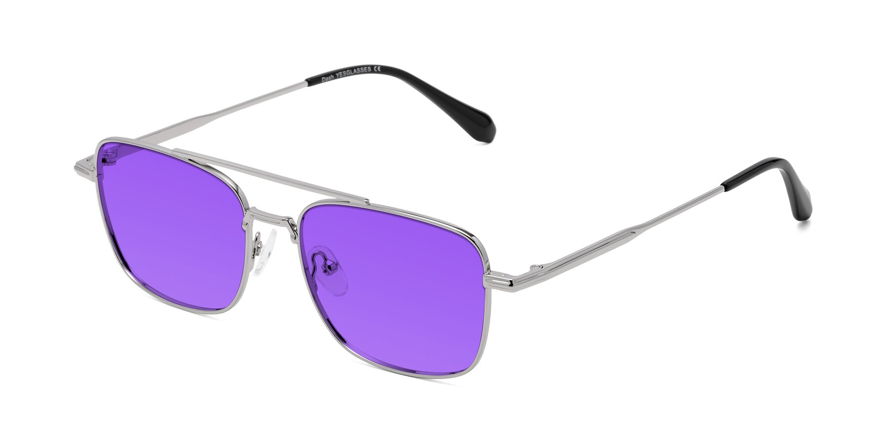Angle of Dash in Silver with Purple Tinted Lenses