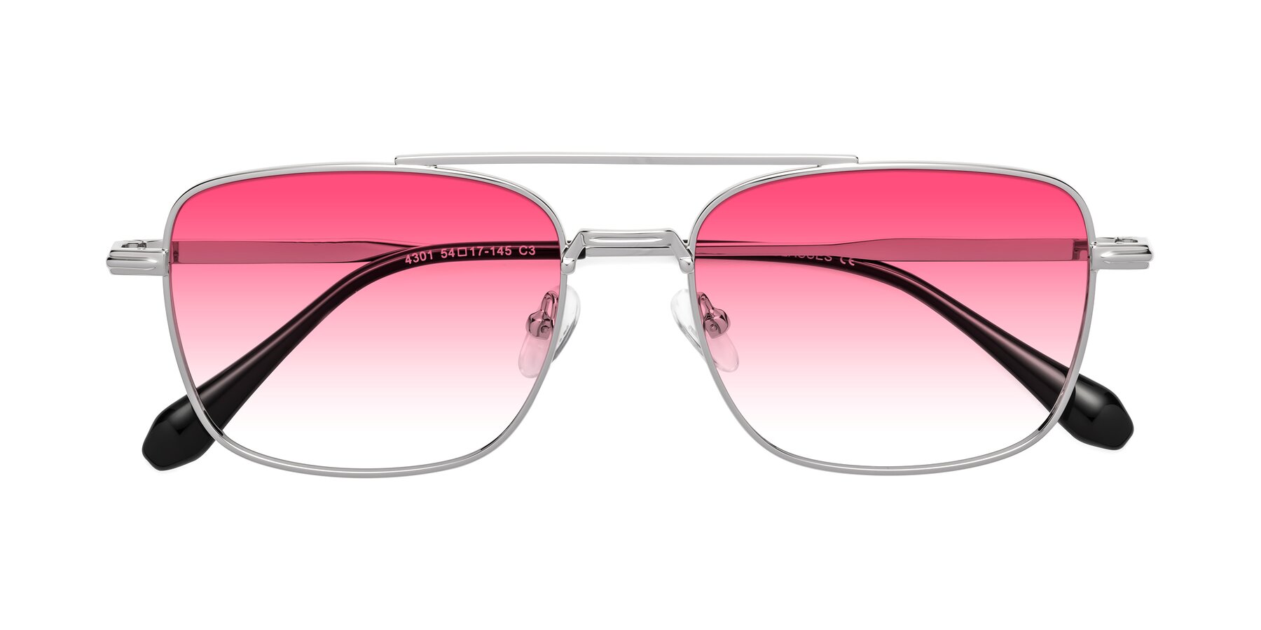 Folded Front of Dash in Silver with Pink Gradient Lenses