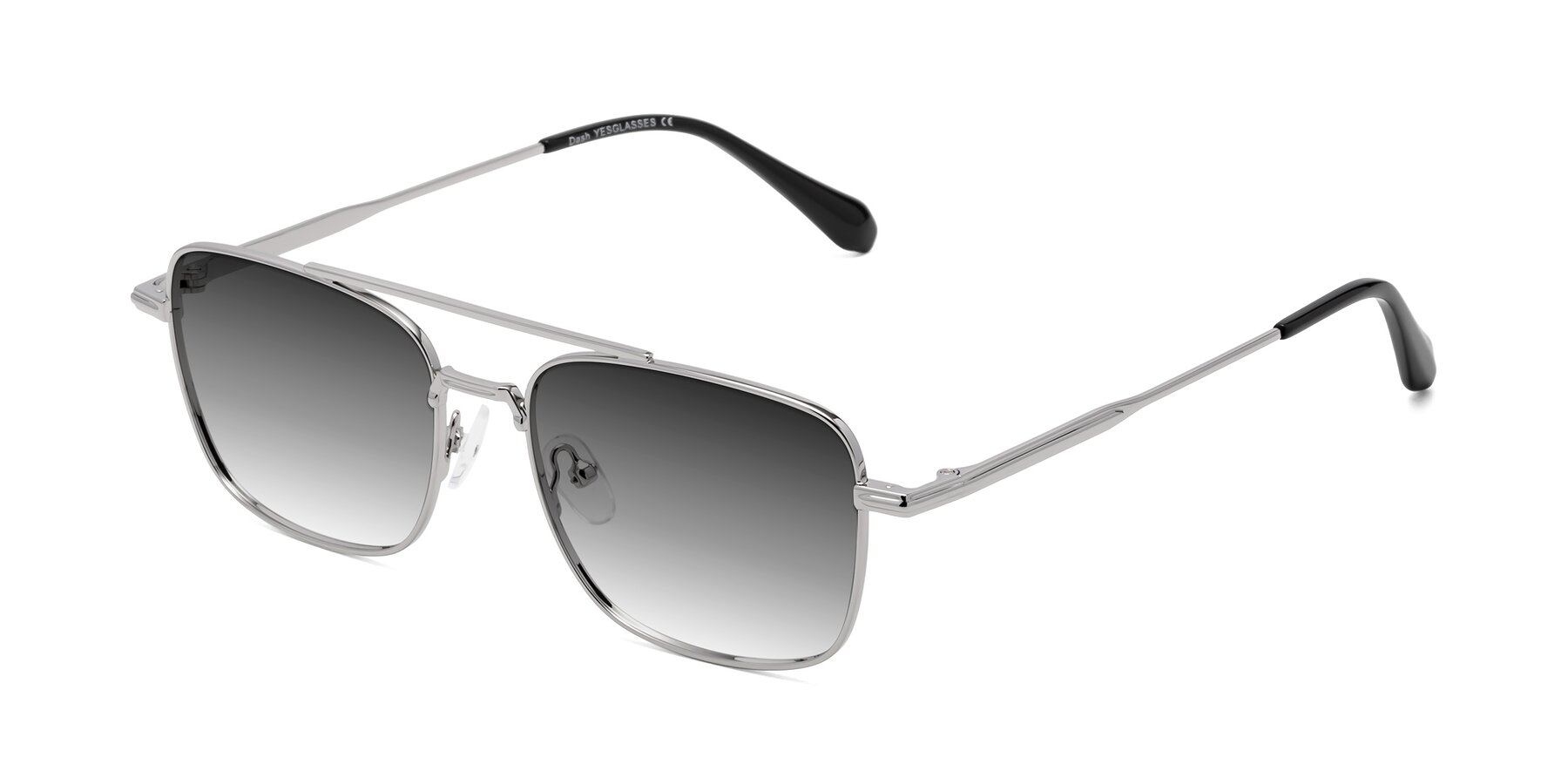 Angle of Dash in Silver with Gray Gradient Lenses