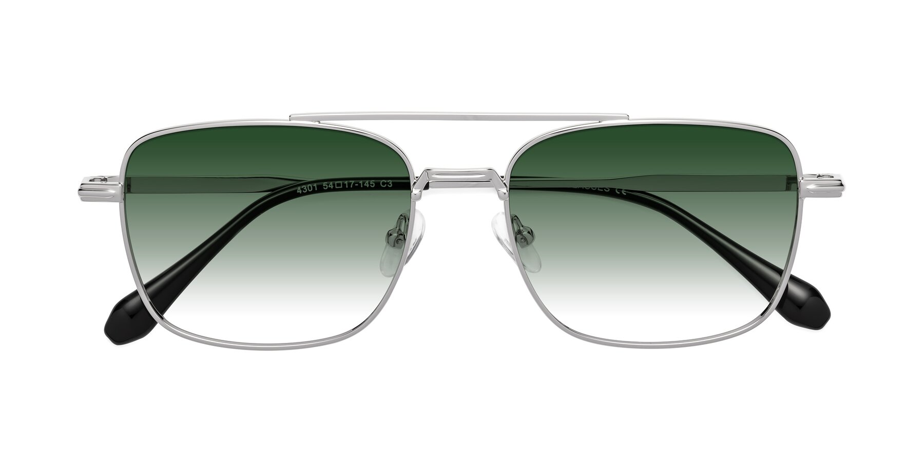 Folded Front of Dash in Silver with Green Gradient Lenses
