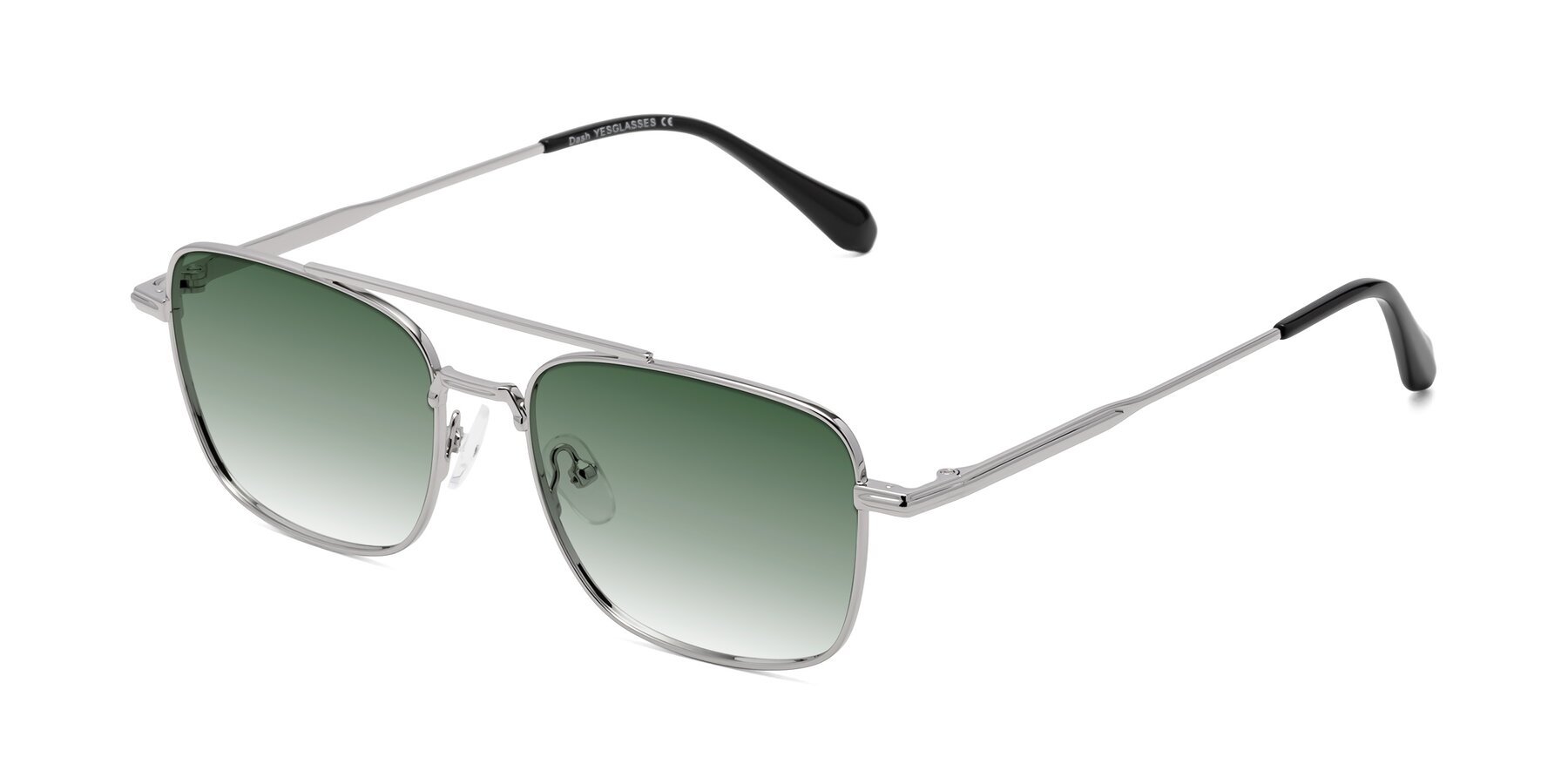 Angle of Dash in Silver with Green Gradient Lenses