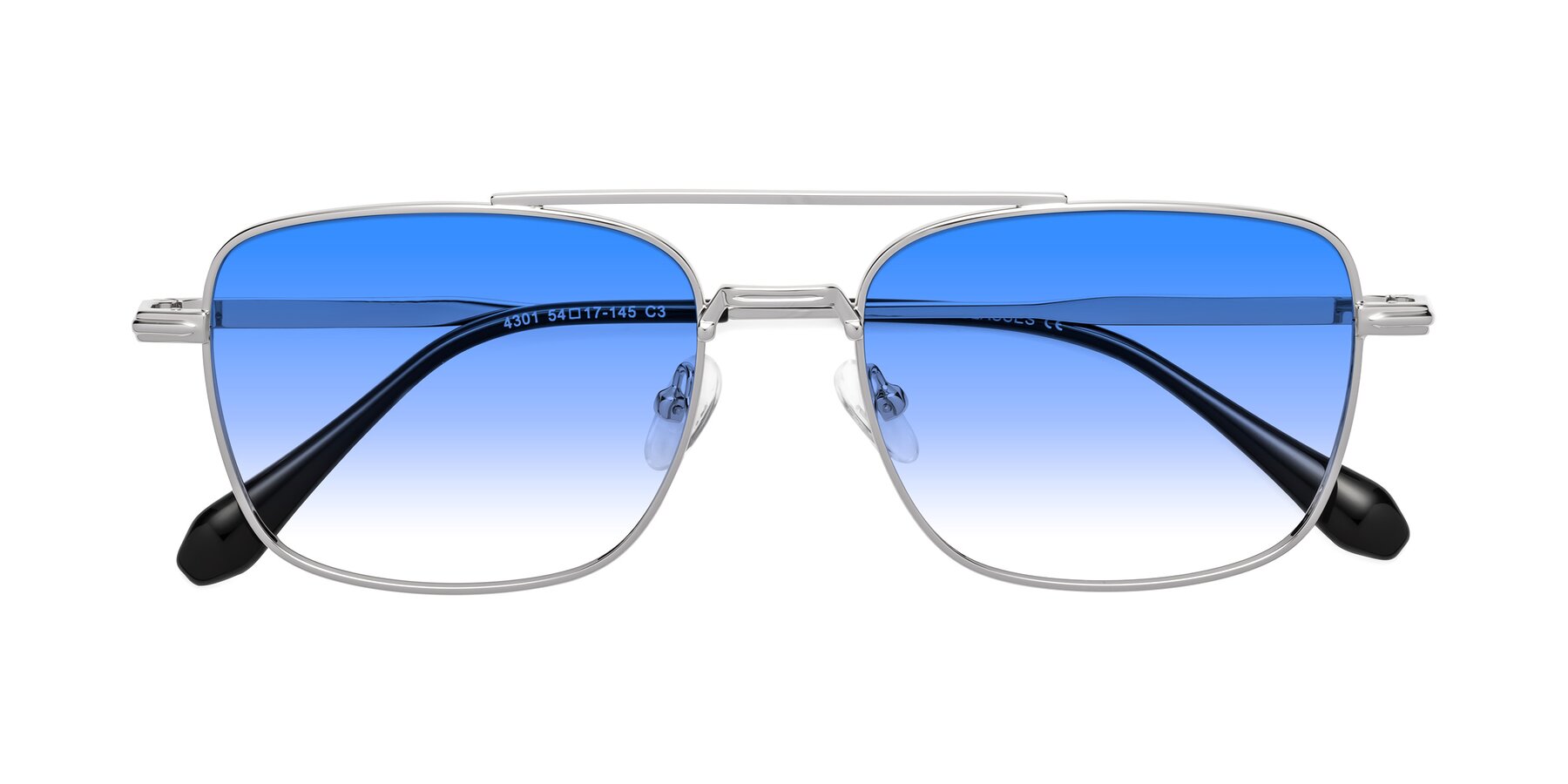 Folded Front of Dash in Silver with Blue Gradient Lenses