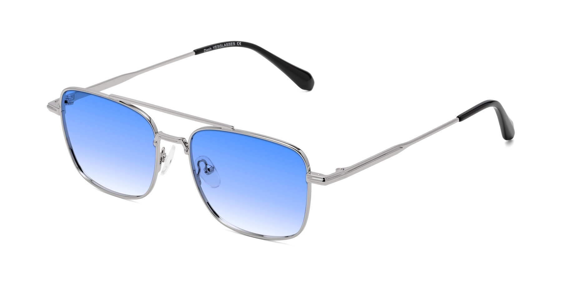 Angle of Dash in Silver with Blue Gradient Lenses