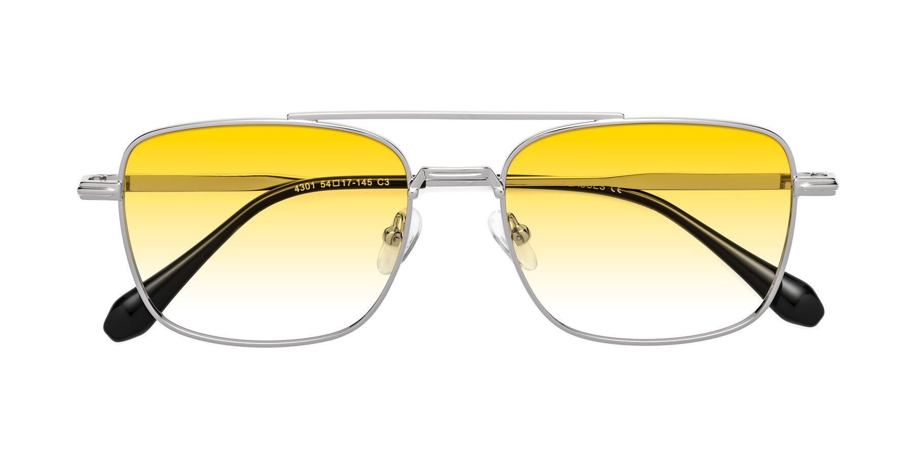 Folded Front of Dash in Silver with Yellow Gradient Lenses