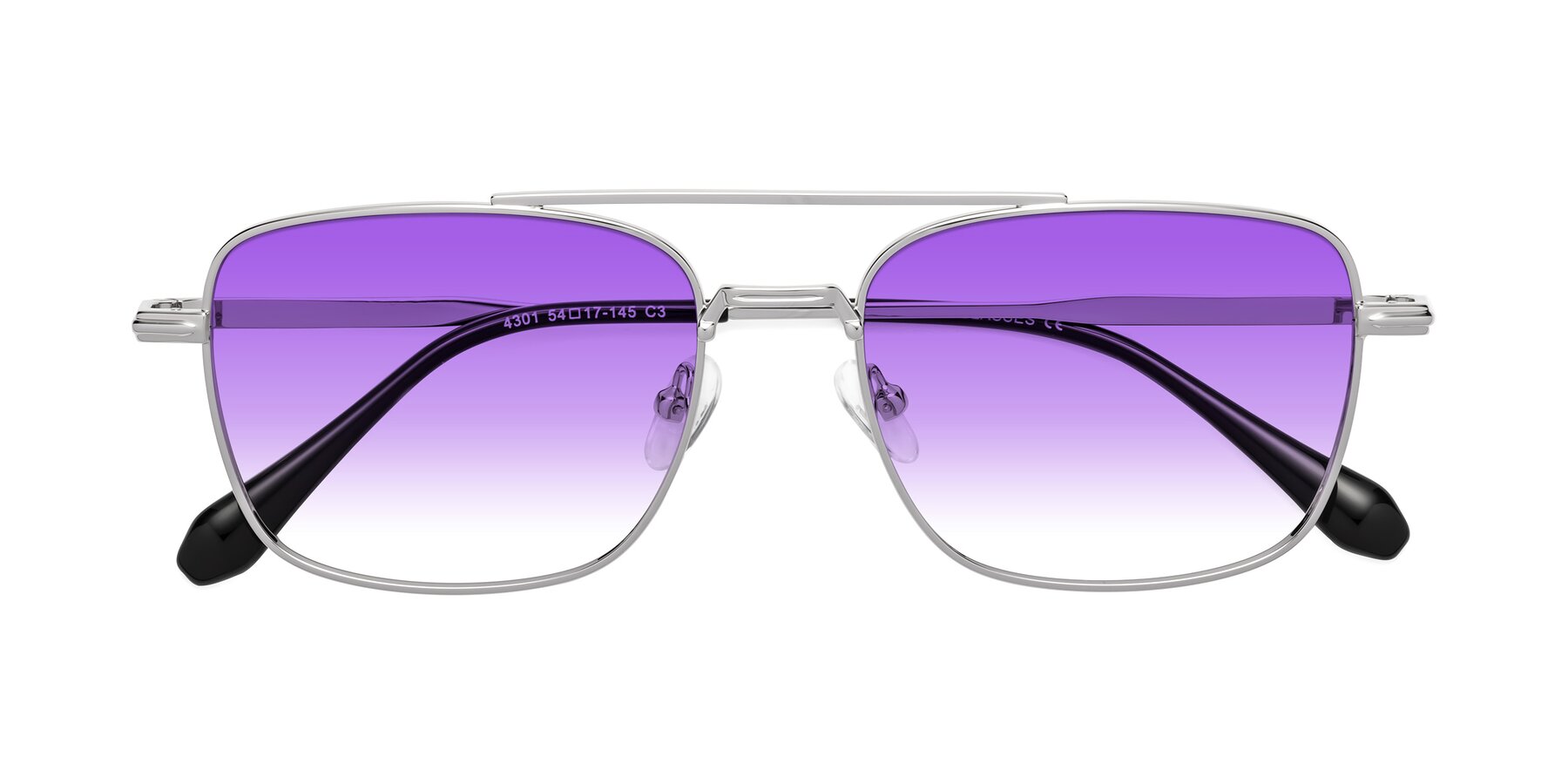 Folded Front of Dash in Silver with Purple Gradient Lenses
