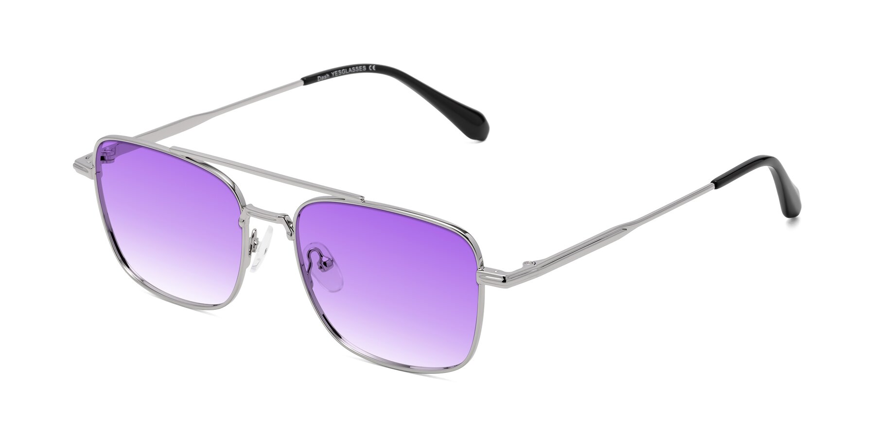 Angle of Dash in Silver with Purple Gradient Lenses