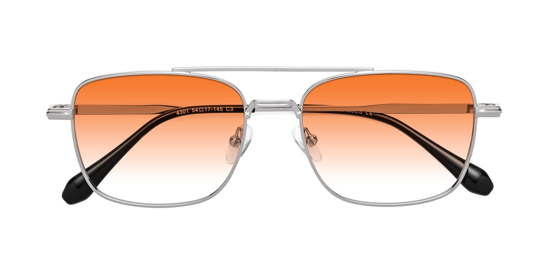 Folded Front of Dash in Silver with Orange Gradient Lenses