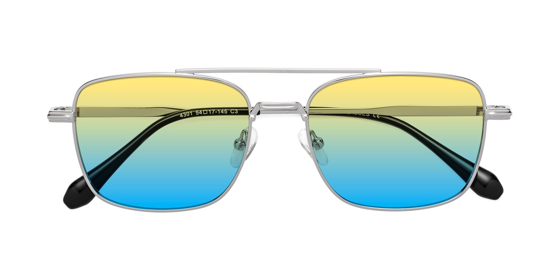 Folded Front of Dash in Silver with Yellow / Blue Gradient Lenses