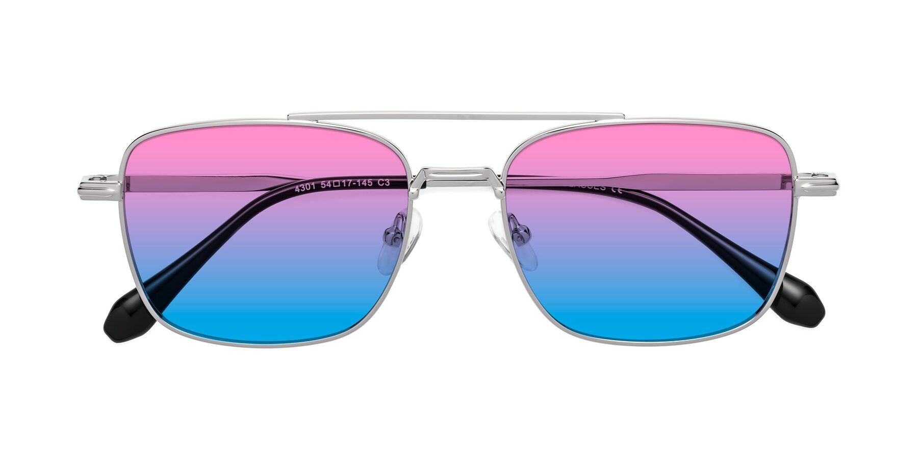 Folded Front of Dash in Silver with Pink / Blue Gradient Lenses
