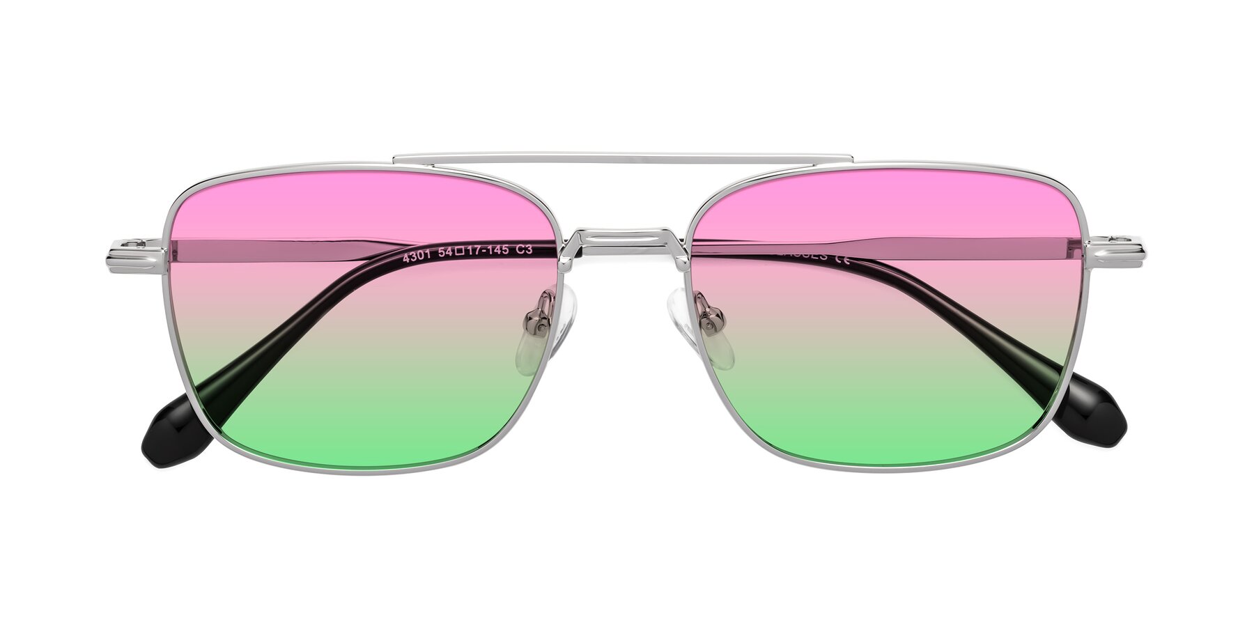 Folded Front of Dash in Silver with Pink / Green Gradient Lenses