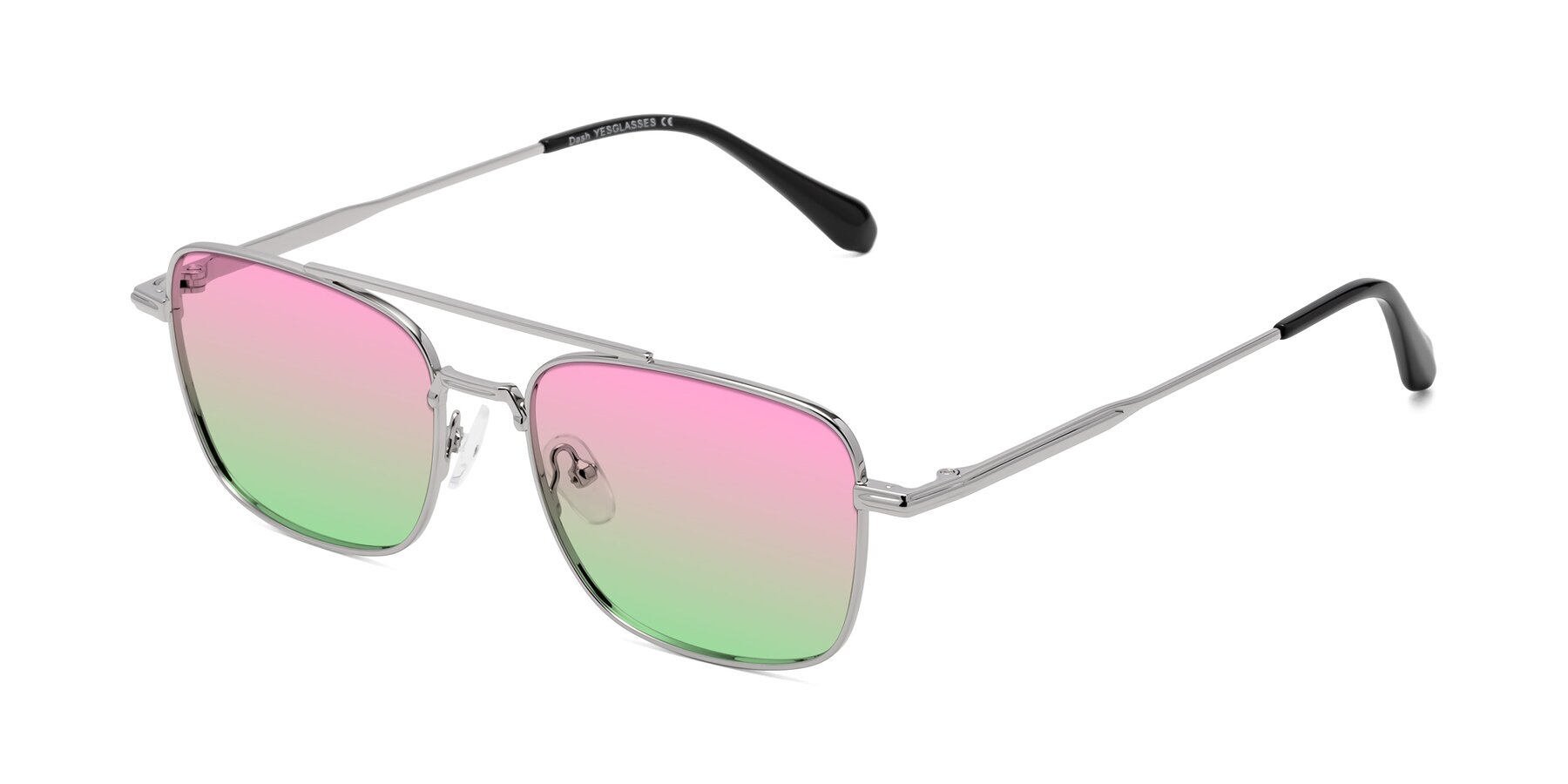 Angle of Dash in Silver with Pink / Green Gradient Lenses