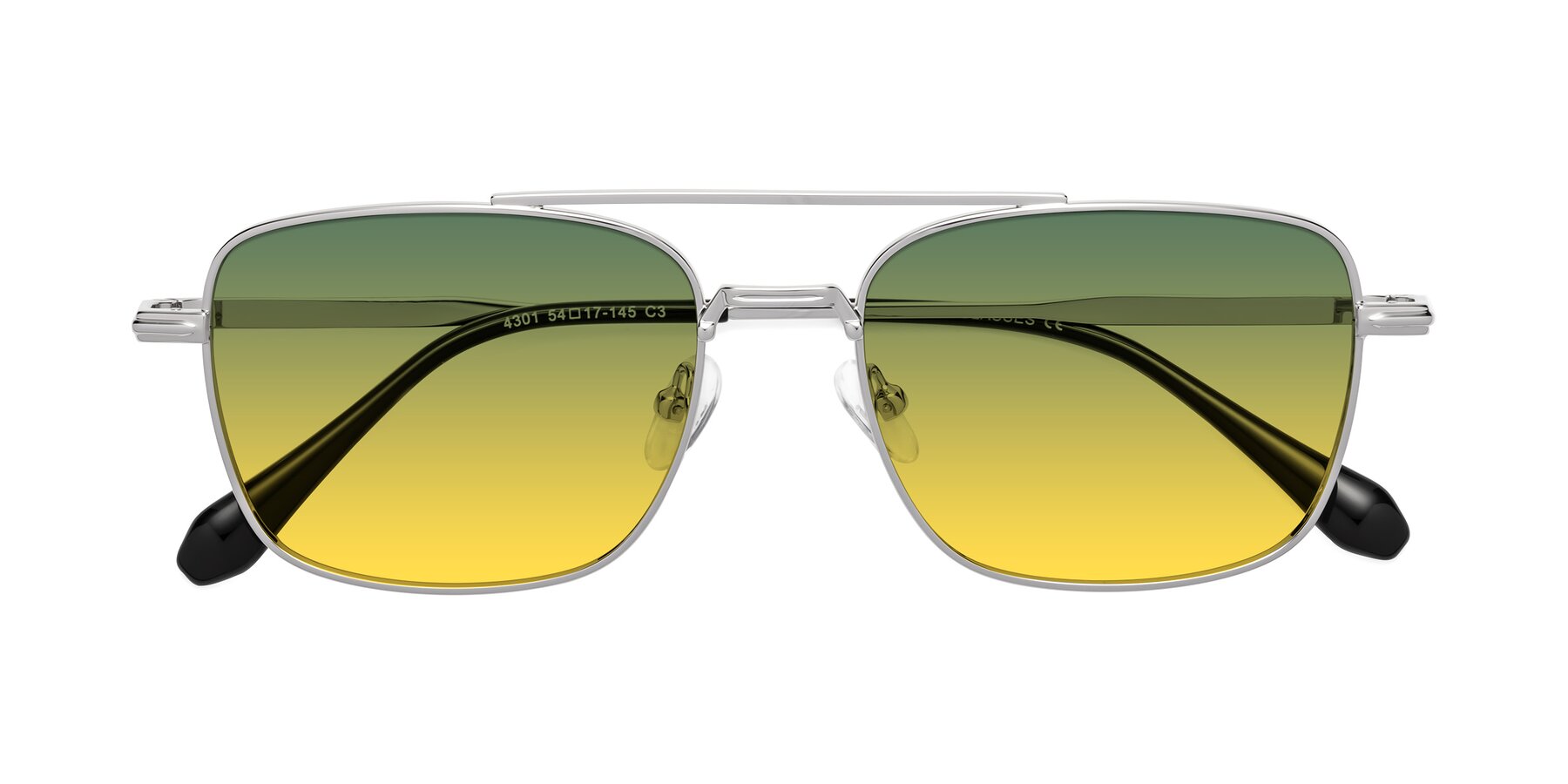 Folded Front of Dash in Silver with Green / Yellow Gradient Lenses
