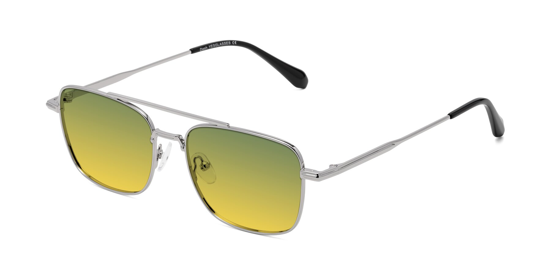 Angle of Dash in Silver with Green / Yellow Gradient Lenses