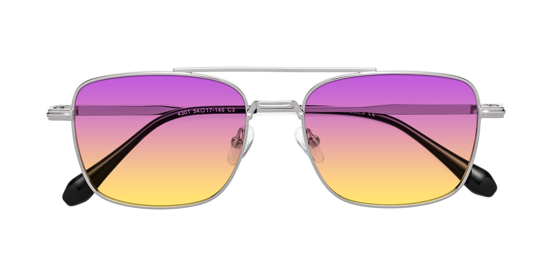 Folded Front of Dash in Silver with Purple / Yellow Gradient Lenses