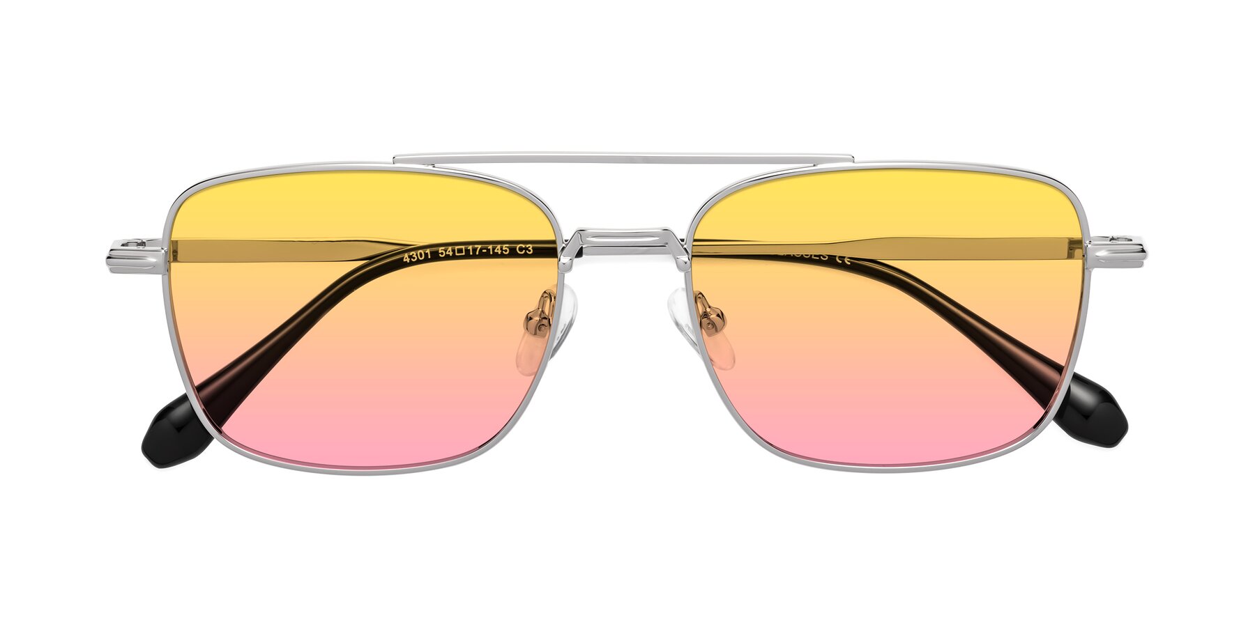 Folded Front of Dash in Silver with Yellow / Pink Gradient Lenses