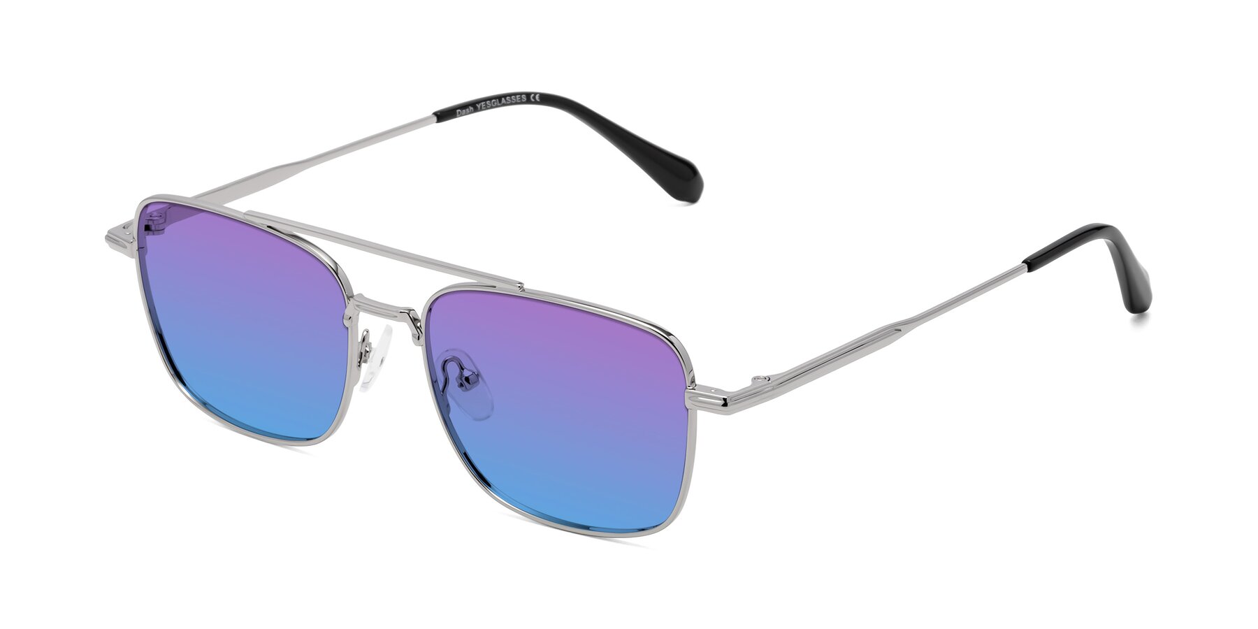 Angle of Dash in Silver with Purple / Blue Gradient Lenses