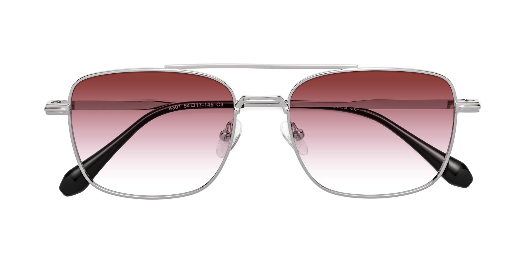 Folded Front of Dash in Silver with Garnet Gradient Lenses