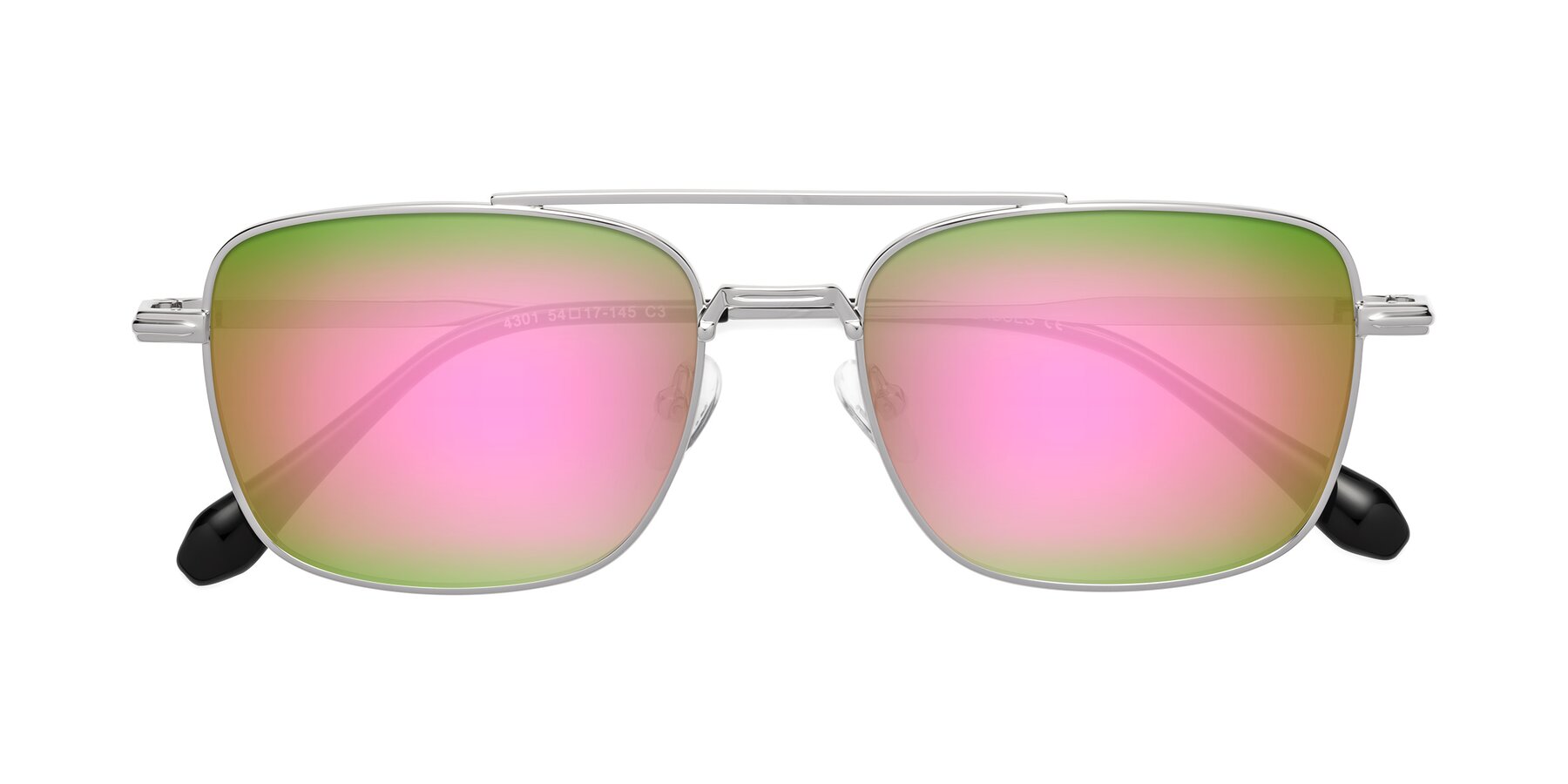 Folded Front of Dash in Silver with Pink Mirrored Lenses