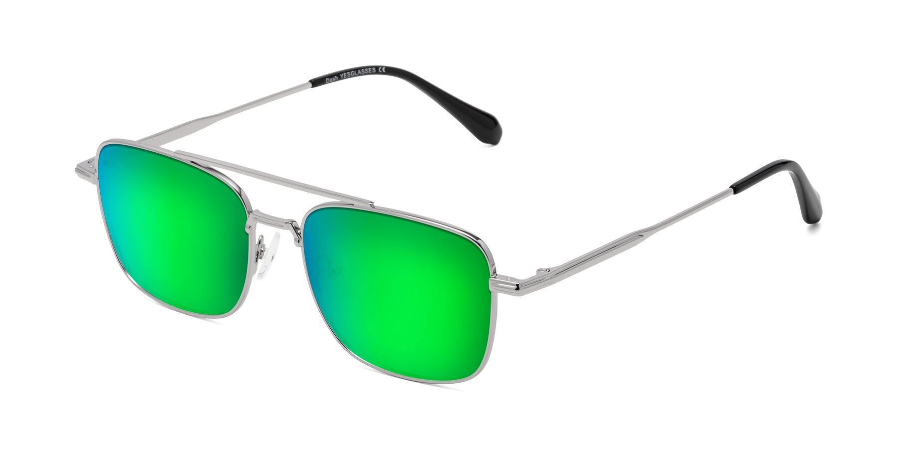 Angle of Dash in Silver with Green Mirrored Lenses
