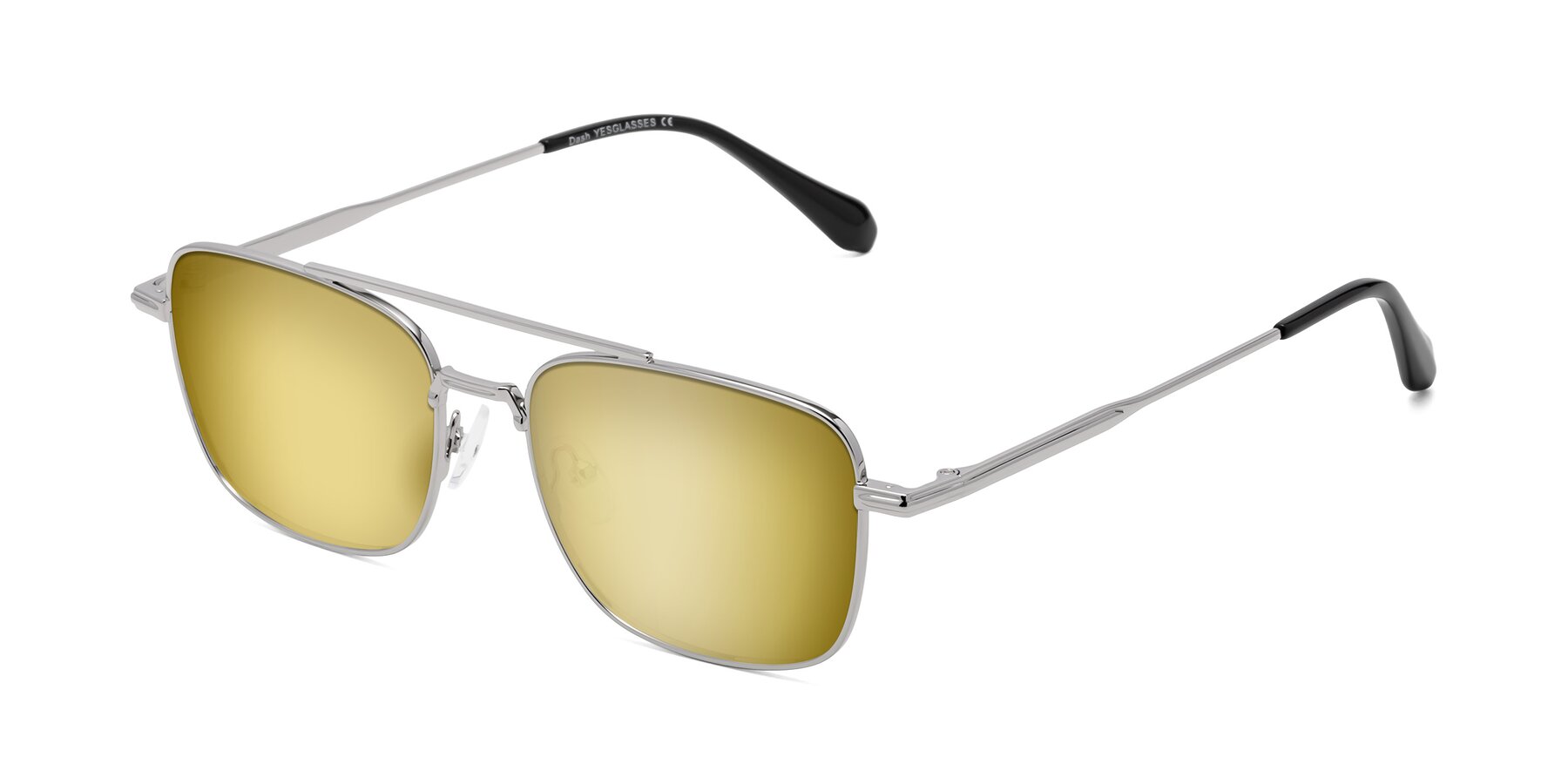 Angle of Dash in Silver with Gold Mirrored Lenses