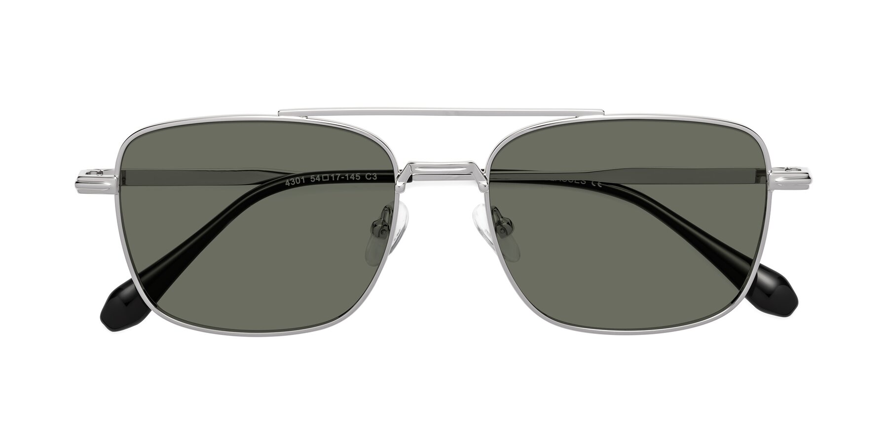 Folded Front of Dash in Silver with Gray Polarized Lenses