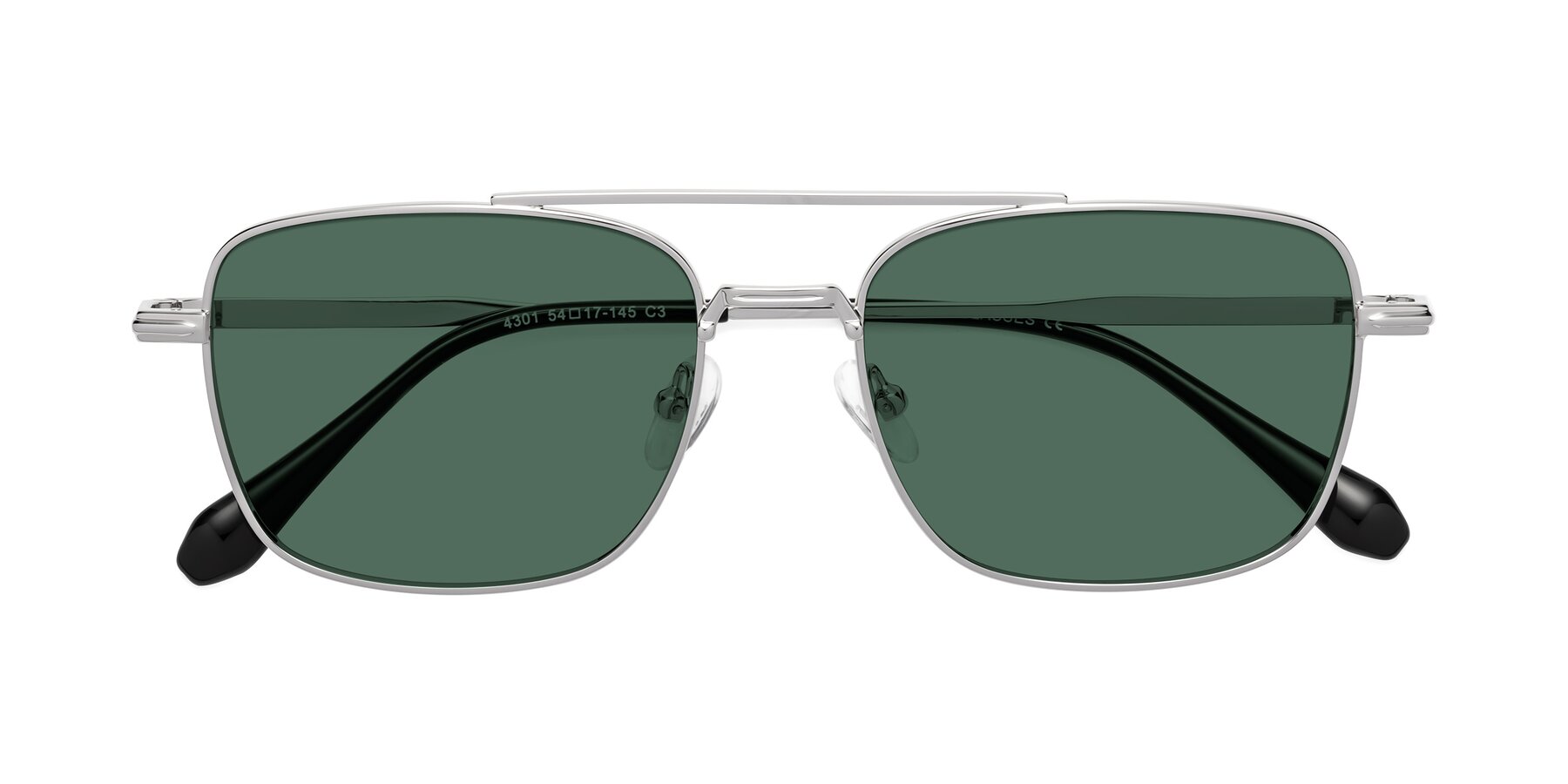 Folded Front of Dash in Silver with Green Polarized Lenses