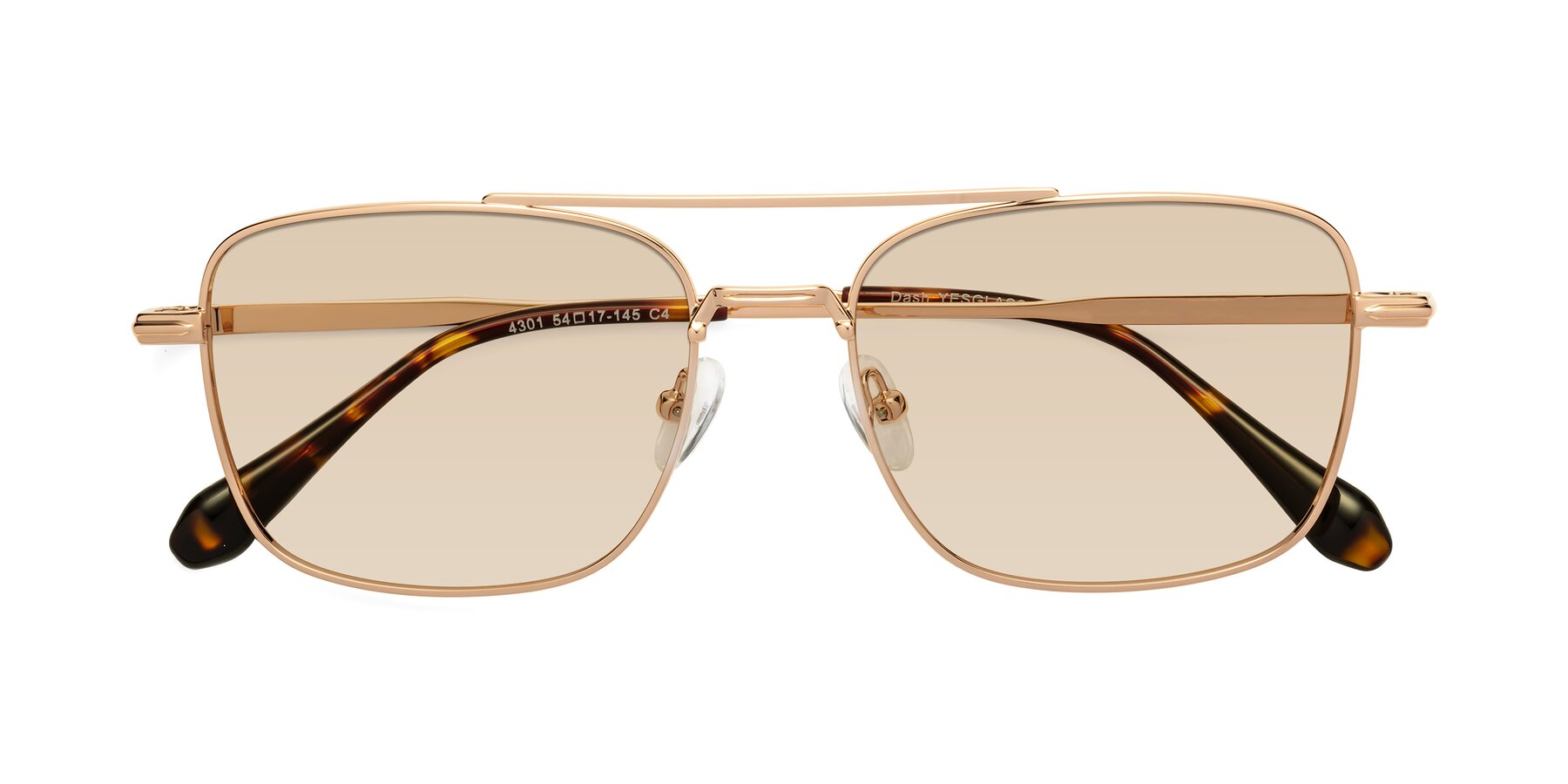 Folded Front of Dash in Rose Gold with Light Brown Tinted Lenses