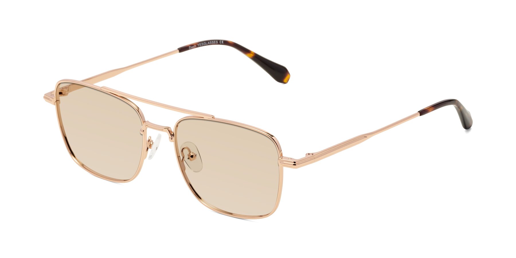 Angle of Dash in Rose Gold with Light Brown Tinted Lenses