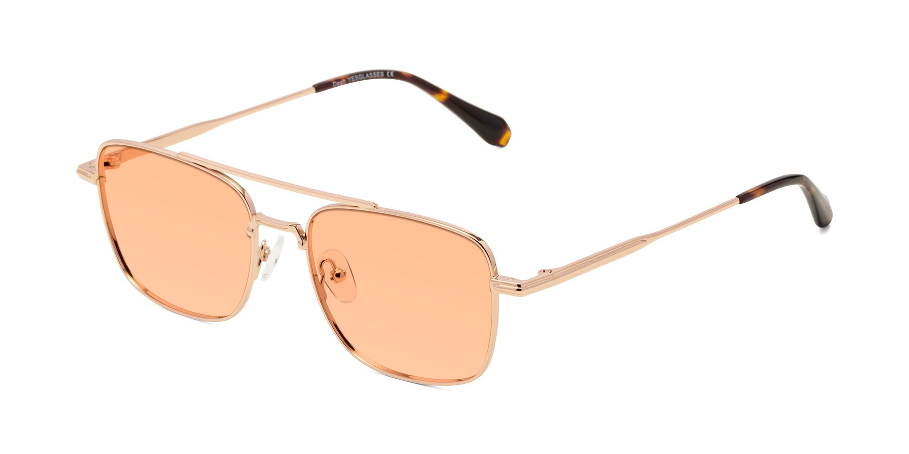 Angle of Dash in Rose Gold with Light Orange Tinted Lenses
