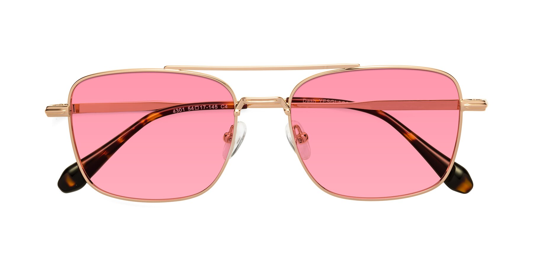 Folded Front of Dash in Rose Gold with Pink Tinted Lenses
