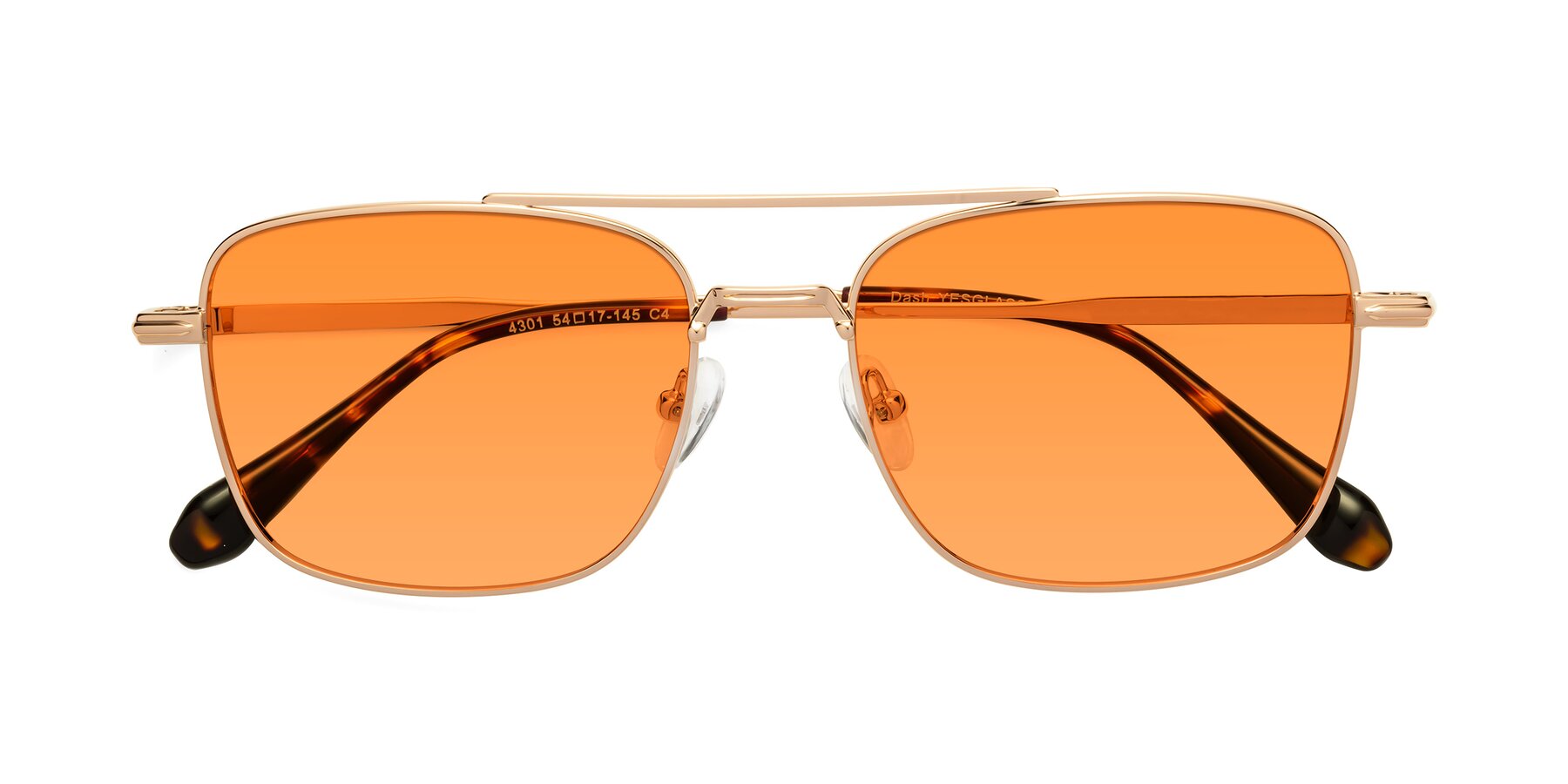 Folded Front of Dash in Rose Gold with Orange Tinted Lenses