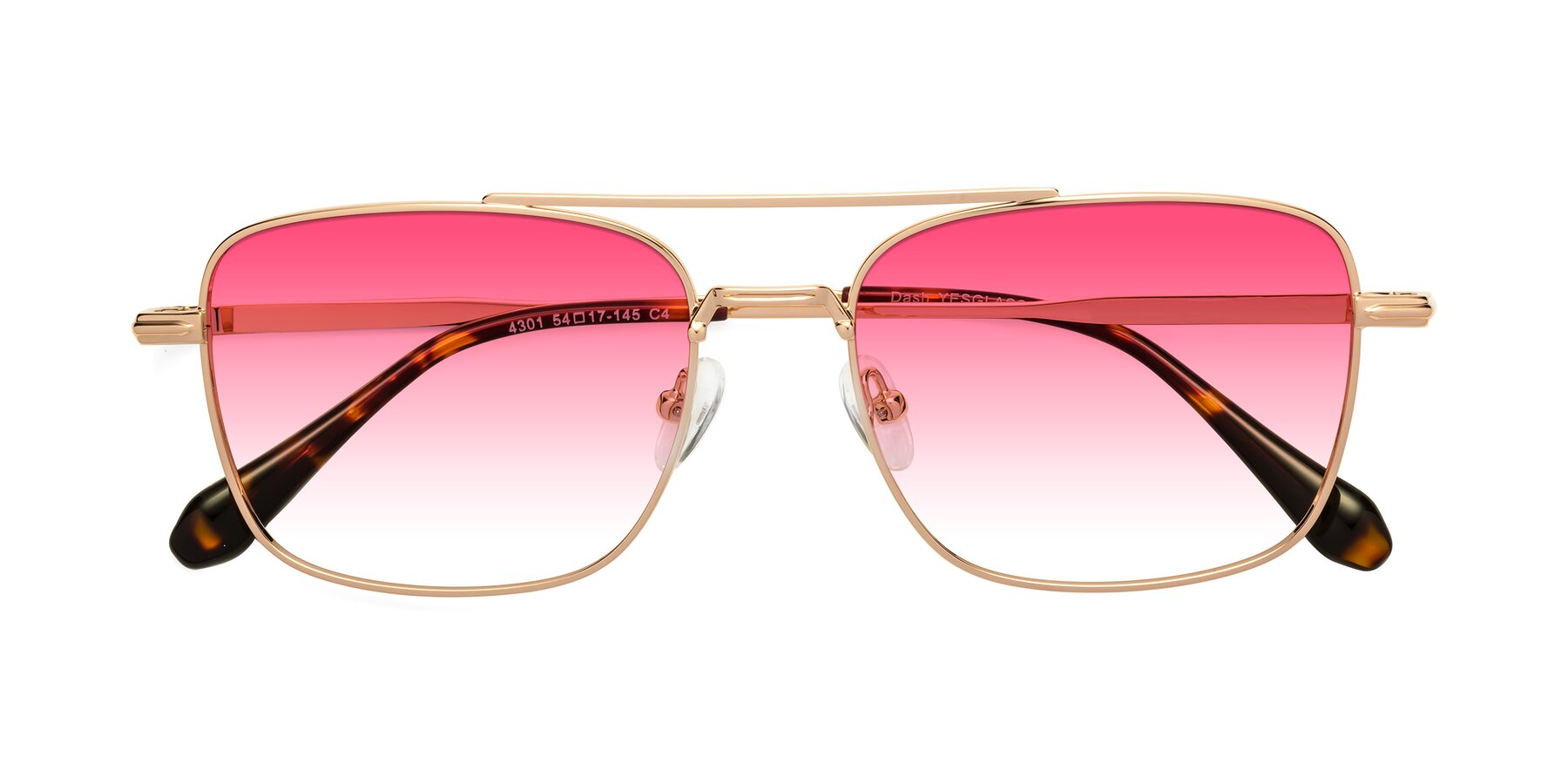 Folded Front of Dash in Rose Gold with Pink Gradient Lenses