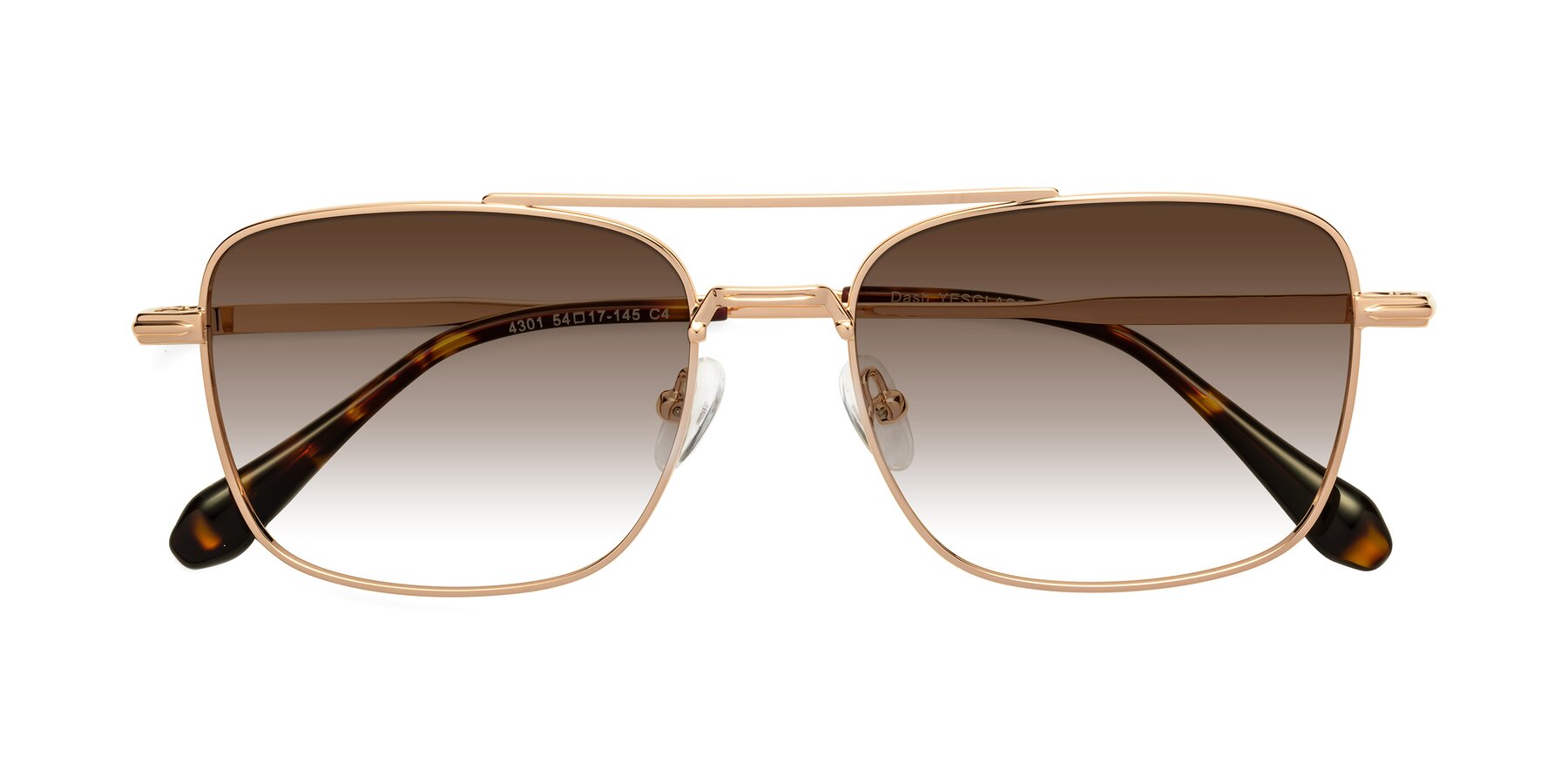 Folded Front of Dash in Rose Gold with Brown Gradient Lenses