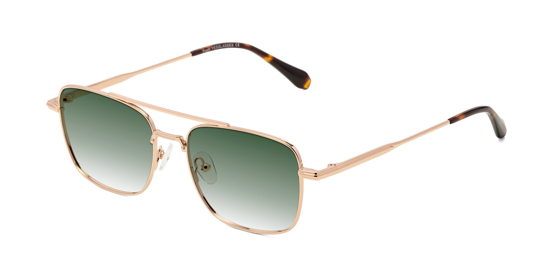 Angle of Dash in Rose Gold with Green Gradient Lenses