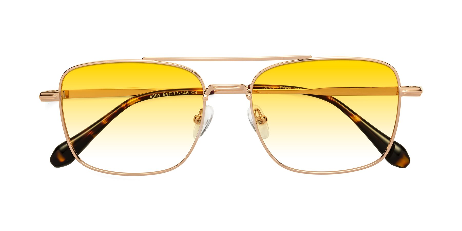 Folded Front of Dash in Rose Gold with Yellow Gradient Lenses