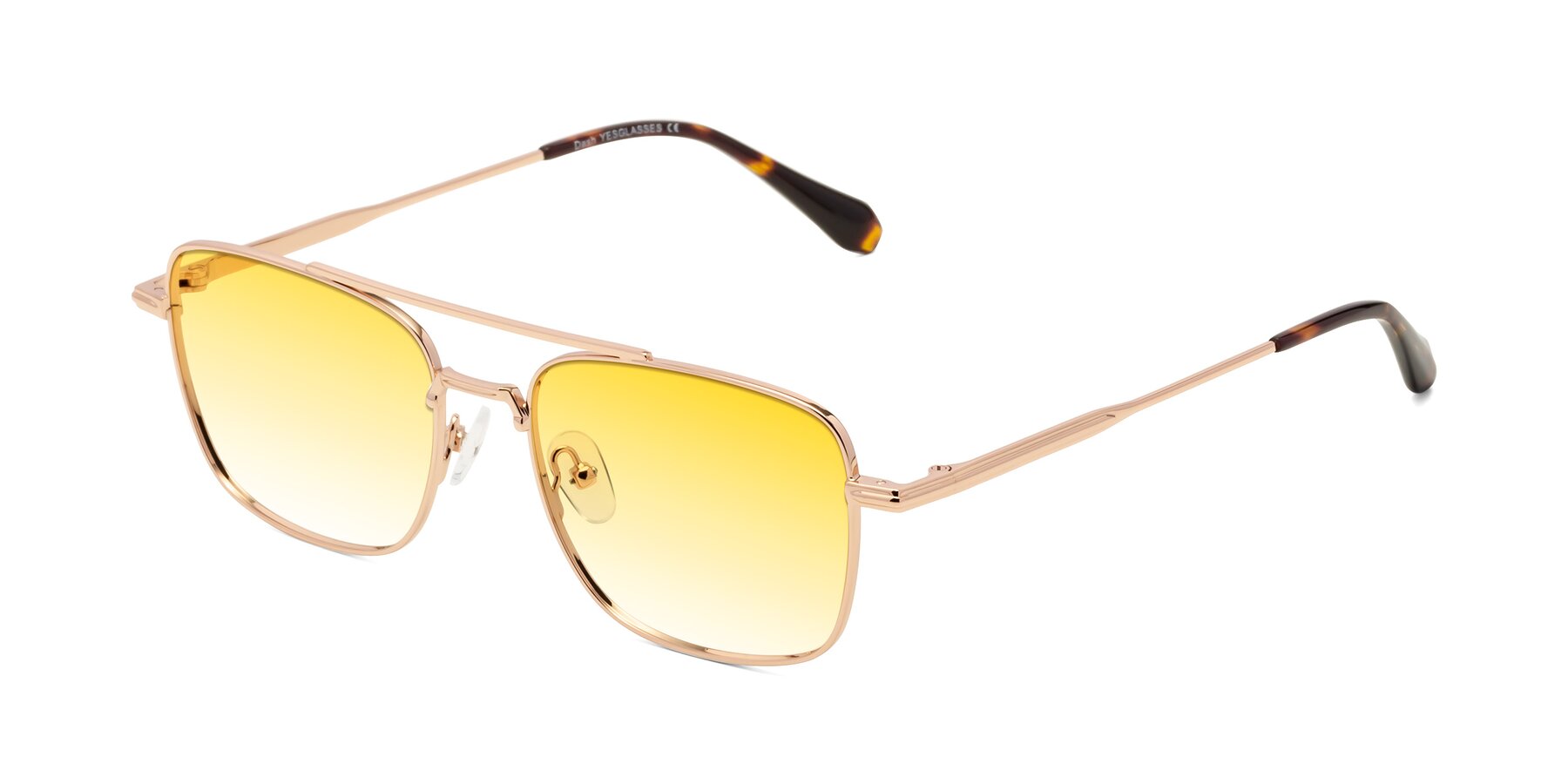 Angle of Dash in Rose Gold with Yellow Gradient Lenses