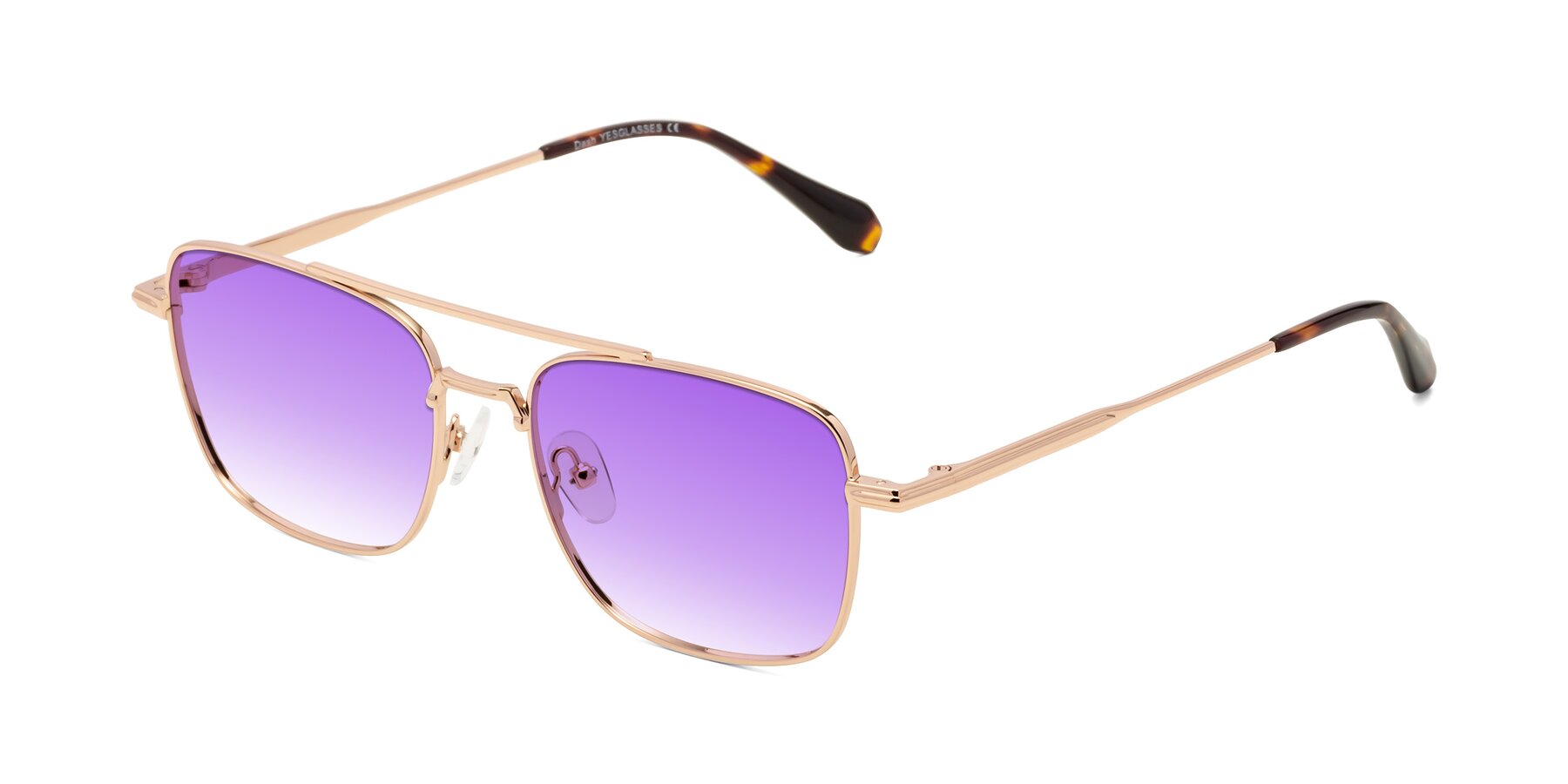 Angle of Dash in Rose Gold with Purple Gradient Lenses
