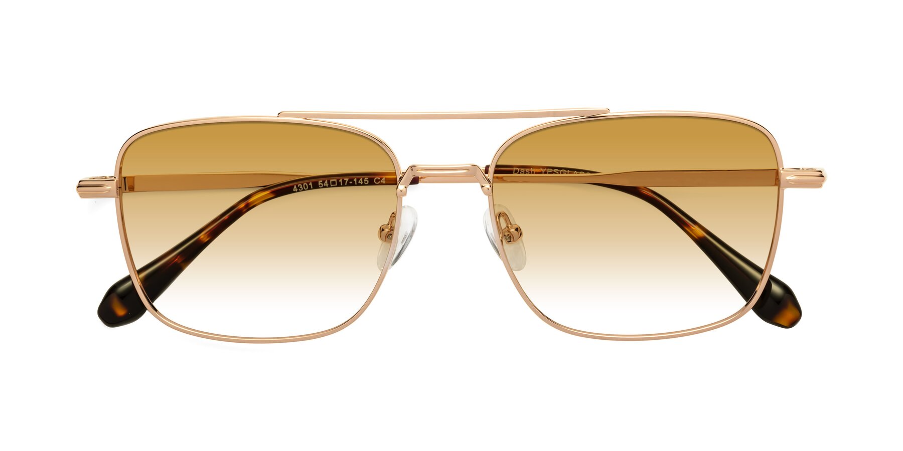Folded Front of Dash in Rose Gold with Champagne Gradient Lenses