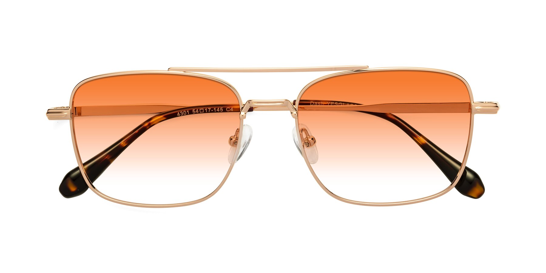 Folded Front of Dash in Rose Gold with Orange Gradient Lenses