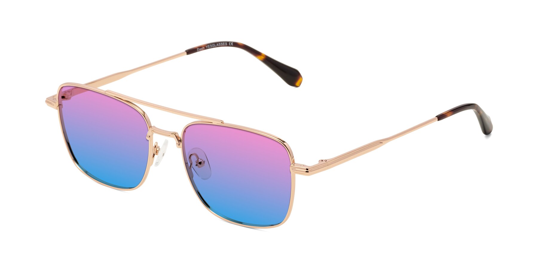 Angle of Dash in Rose Gold with Pink / Blue Gradient Lenses