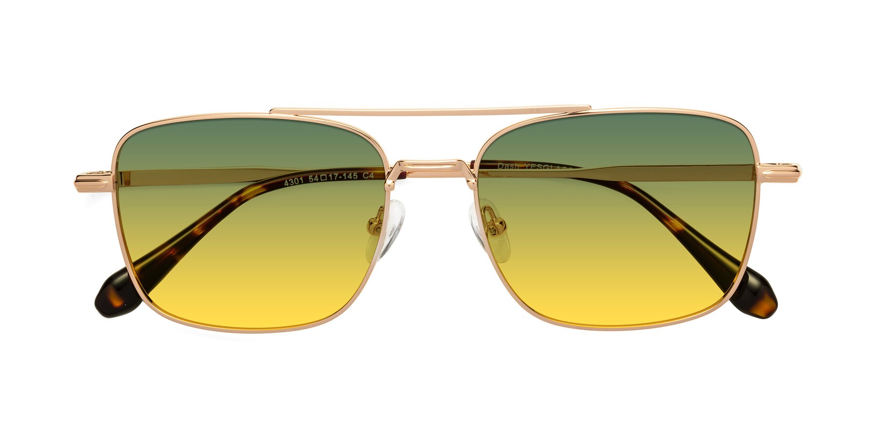 Folded Front of Dash in Rose Gold with Green / Yellow Gradient Lenses
