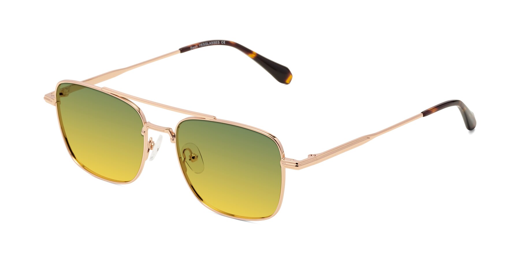 Angle of Dash in Rose Gold with Green / Yellow Gradient Lenses
