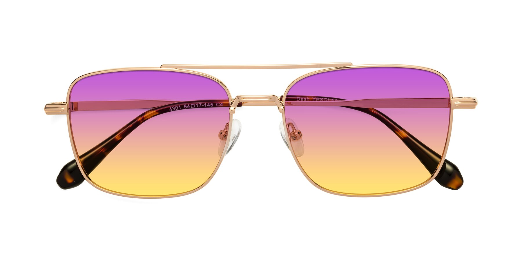 Folded Front of Dash in Rose Gold with Purple / Yellow Gradient Lenses