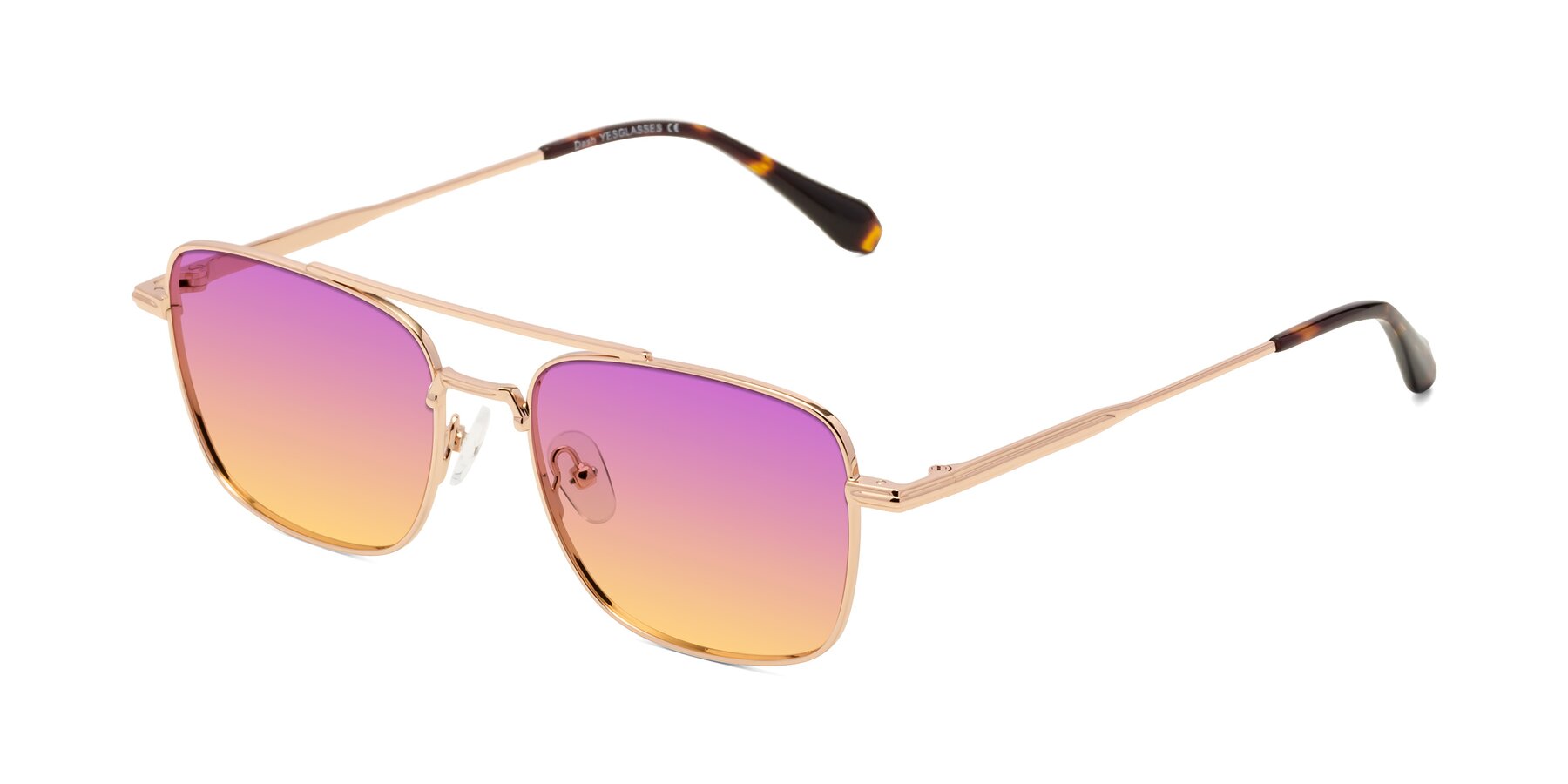 Angle of Dash in Rose Gold with Purple / Yellow Gradient Lenses
