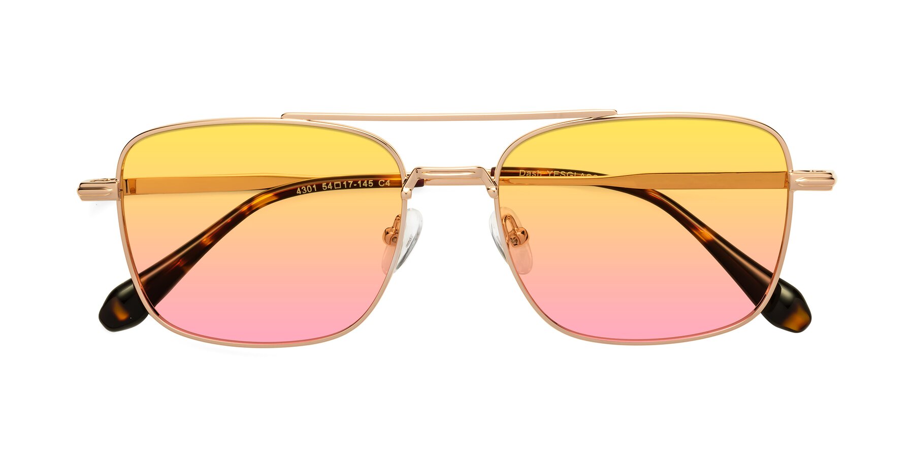 Folded Front of Dash in Rose Gold with Yellow / Pink Gradient Lenses