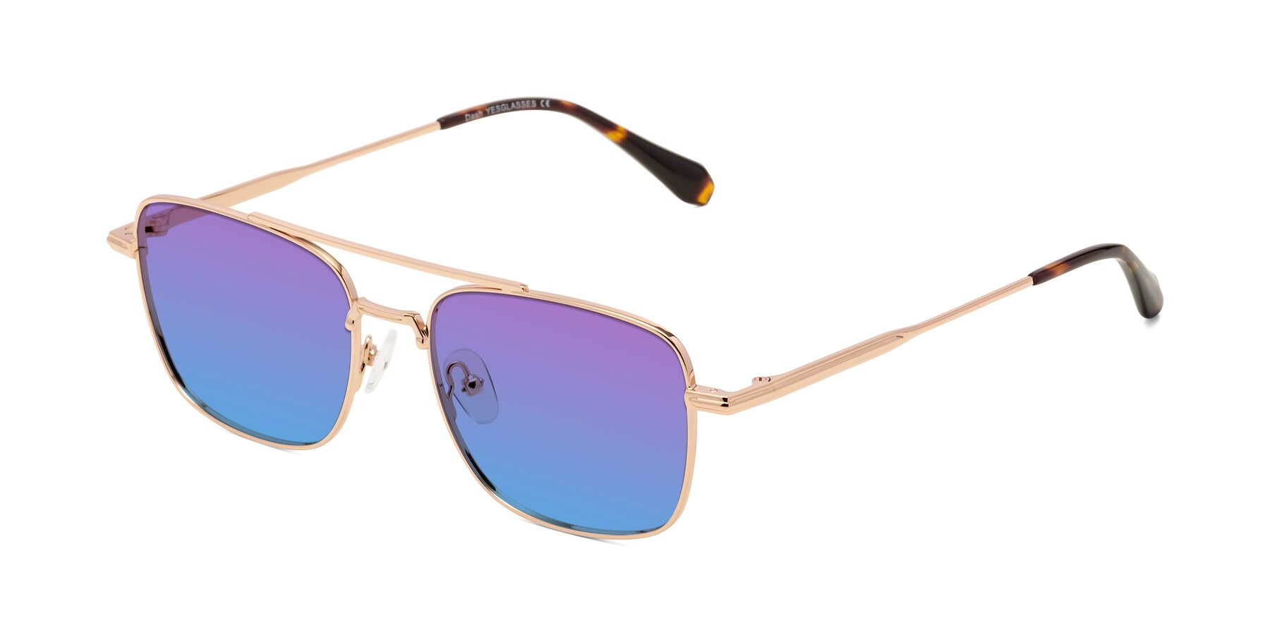 Angle of Dash in Rose Gold with Purple / Blue Gradient Lenses