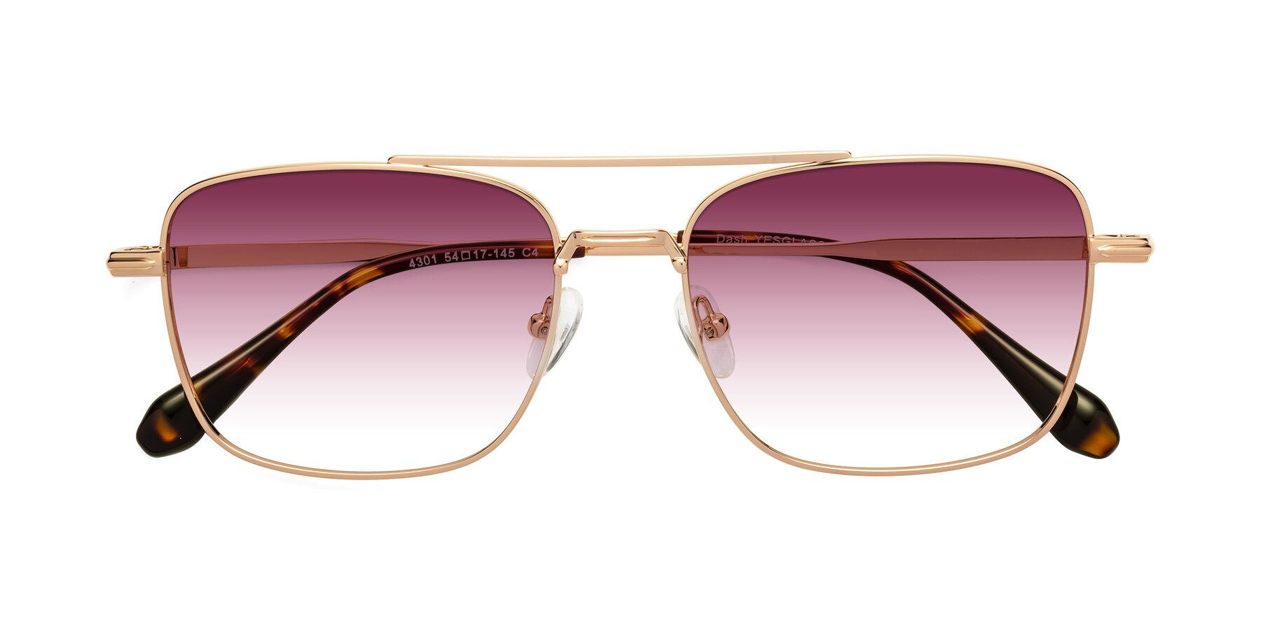 Folded Front of Dash in Rose Gold with Wine Gradient Lenses